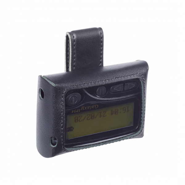 Lederen holster t.b.v. Galaxy. Uitvoering RVS klip.